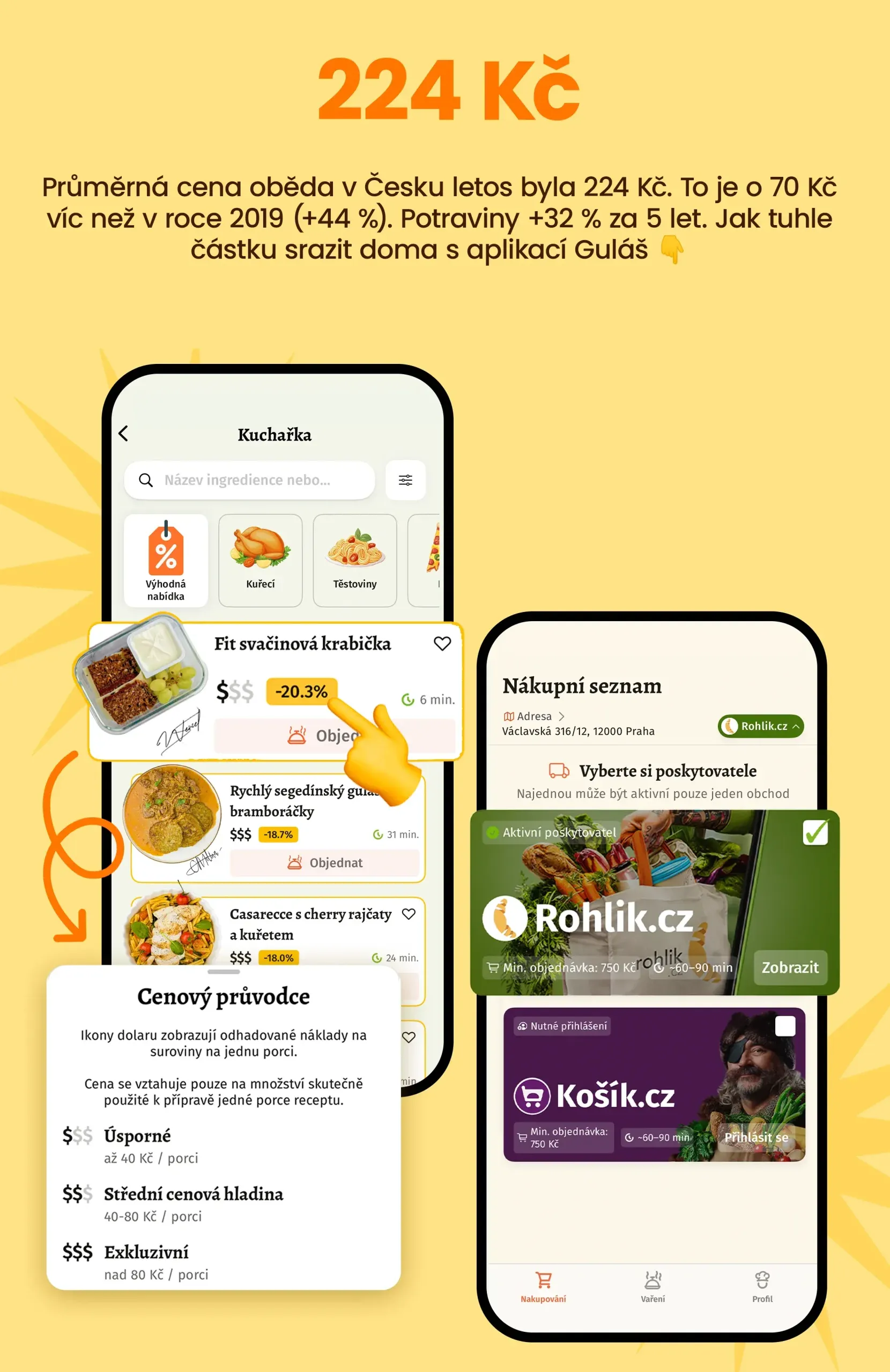 Vařte doma a plaťte za jídlo méně s aplikací Guláš