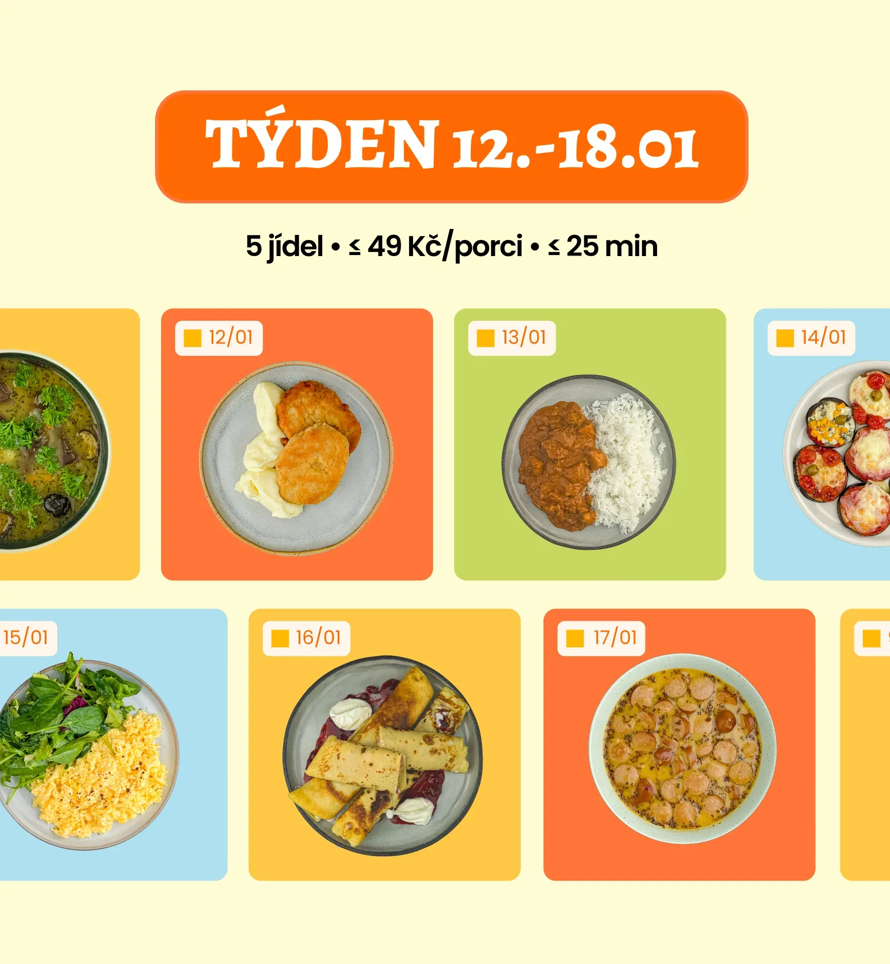 Týdenní menu v aplikaci Guláš