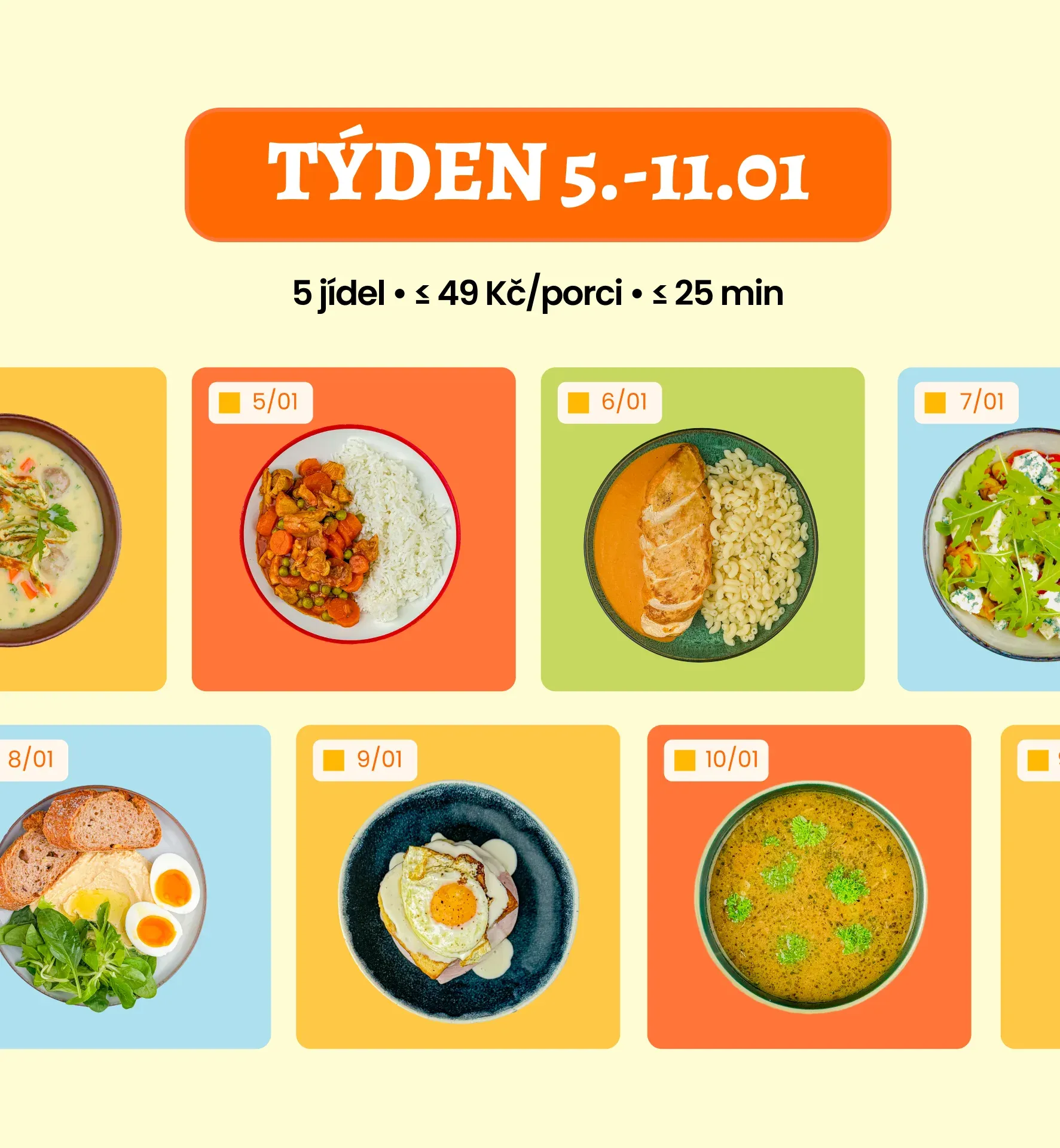 Týdenní menu v aplikaci Guláš