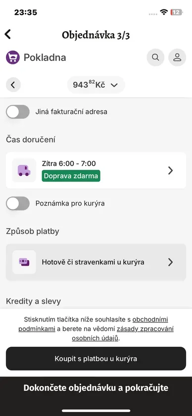 Aplikace Guláš – pokladna s časem doručení a Apple Pay